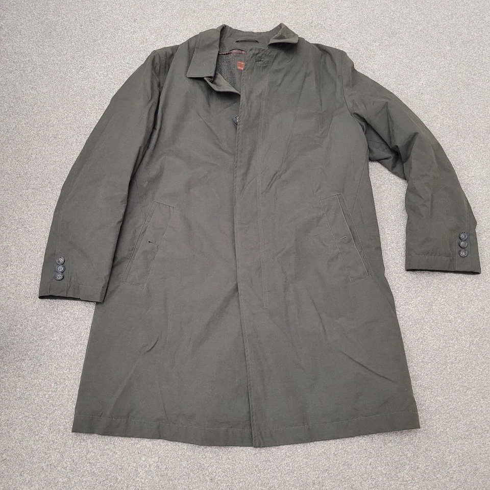 M&S Coat mens Size Large 42 Chest Long Khaki Green Zip In Liner Outdoors Trench - Image 1 of 4