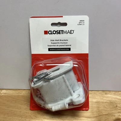 Par de soportes de pared laterales blancos ClosetMaid para cualquier estante de alambre parte no. 6620 (NUEVO) Foto 1 de 2
