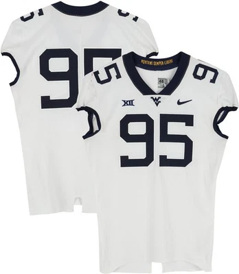 West Virginia Mountaineers TI #95 White Jersey from Football Program - Size 48+4 - Image 1 of 3