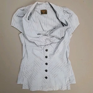 VIVIENNE WESTWOOD ANGLOMANIA 38 / UK 6 Blue Corset-Look Bustier Blouse Top - Picture 1 of 8