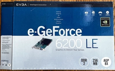NUEVA EVGA e-GeForce 6200 LE Tarjeta de Video GPU 256MB 8x AGP CD Foto 1 de 4