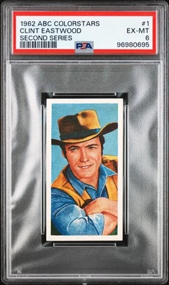 PSA 6 Clint Eastwood ROOKIE CARD 1962 Colorstars #1 ABC Minors Color Stars Rare - Image 1 of 2