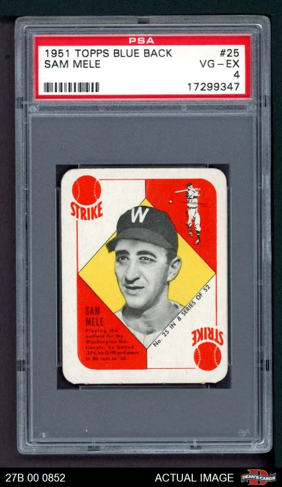 1951 Topps Blue Back #25 Sam Mele Senators PSA 4 - VG/EX - Image 1 of 1