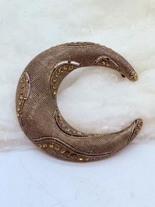 Broche prendedor vintage luna creciente grande declaración naranja cosecha otoño - Imagen 1 de 3