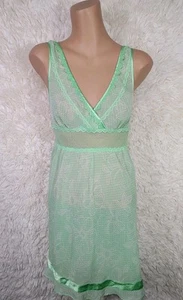 Vtg Victorias Secret Nightie Babydoll Size Small Semi Sheer Green White Floral P - Picture 1 of 7