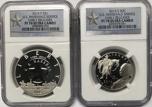 2015 US MARSHALS SERVICE Silver Dollar Set NGC PF70💥FLAWLESS QUALITY💥EARLY REL - Picture 1 of 7