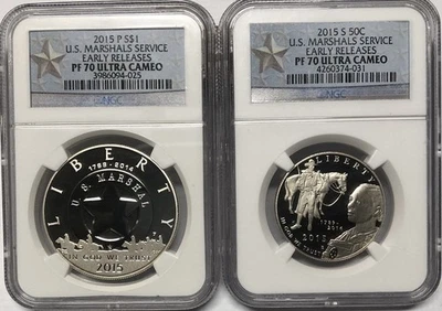 2015 US MARSHALS SERVICE Silver Dollar Set NGC PF70💥FLAWLESS QUALITY💥EARLY REL - Image 1 of 4