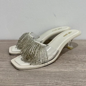 Cult Gaia Uma Kitten Heel Embellished Slide Sandals White Women's 36.5/ U 6.5 - Bild 1 von 8