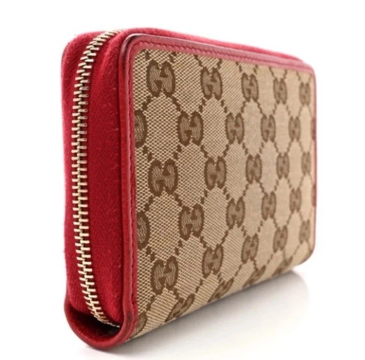 Cartera compacta Gucci monograma dólar piel de becerro cremallera alrededor beige ébano Rosso Foto 1 de 4