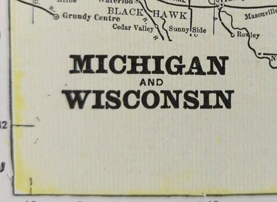 Vintage 1900 MICHIGAN WISCONSIN Map 22"x14" ~ Old Antique Original IRON MOUNTAIN - Image 1 of 4