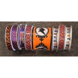 Bundle Of 8 Rolls Decorative Halloween Ribbon 9’ on each roll - Picture 1 of 2