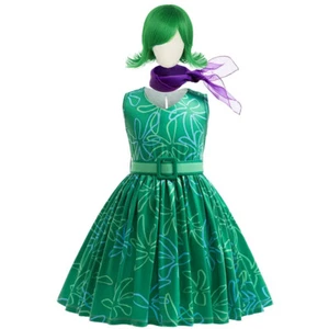 Costume Halloween Carnevale insideOut Disgusto Cosplay Vestito Parrucca Bambini - Imagen 1 de 7