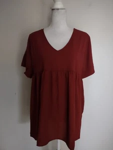 KO1 Zenana Women's Short Sleeve V-Neck Tunic Top Miranda Top Fired Brick S - Picture 1 of 5