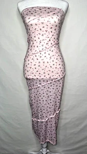 SHEIN trägerloses Bodycon Kleid Damen XS rosa Blumen kleine Rosen - Bild 1 von 5