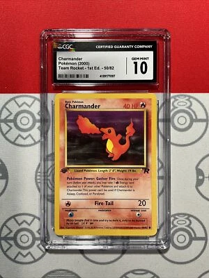 NEW CGC 10 GEM Charmander 50/62 1st Edition Team Rocket Pokemon Card PSA 7097 - Image 1 of 2