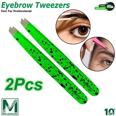 INSTUMAX® Professional Tweezers Precision Lashes Razor Stainless Steel Eyebrow 2 PCS SET