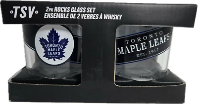 Juego de dos rocas de vidrio Toronto Maple Leafs etiqueta negra 10 oz NHL hockey - TSV Foto 1 de 2
