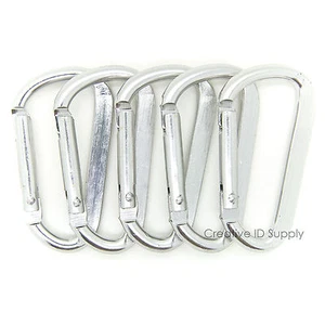 500pcs 2.25" SILVER Aluminum Carabiner D Shape, Keychain Clip Hook Snap Clip - Picture 1 of 6