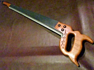 MWX.74: ALL WOODEN HAND CARVED FOLK ART WOODEN SAW WALKING STICK CANE - Picture 1 of 6