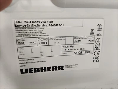 Frigorifero Liebherr col. argento Modello CUel 2331 - Service Nr. 9948623-01 - Immagine 1 di 4