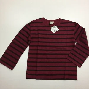 NWT ZARA Girls sz 7 yrs Dark Purple'ish Berry Striped Long Sleeve Basic Shirt - Picture 1 of 6