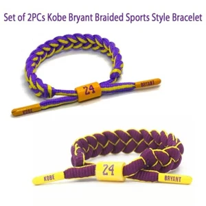 2PC Kobe Bryant Mamba 24 Braided Bracelet Wristband Adjustable - Picture 1 of 3