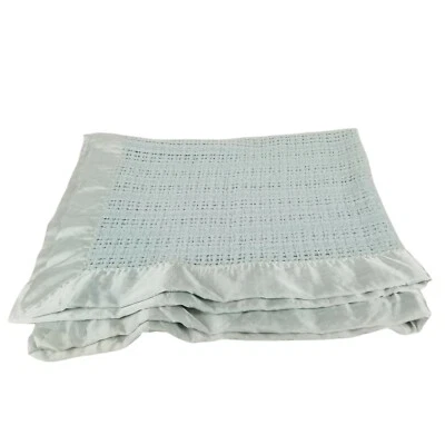 Manta de bebé vintage Chatham North Star verde con adornos de nailon EE. UU. 38 x 50" Foto 1 de 4