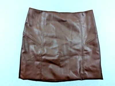 Bagatelle Collection sz S Skirt mini pencil or straight faux leather brown 0055 - Image 1 of 4
