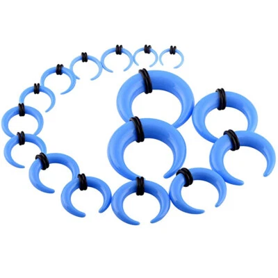16PC Acrylic Buffalo Taper Stretching Kit C Shaped Pincher Septum Ring Ear Gauge - Image 1 of 4