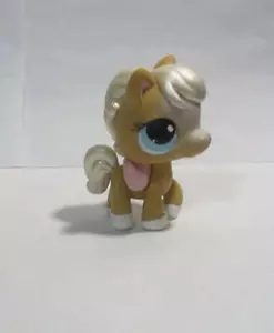 LITTLEST PET SHOP PONY HORSE PEARL # 1431 CARAMEL TAN BLUE EYES PINK SADDLE - Picture 1 of 3