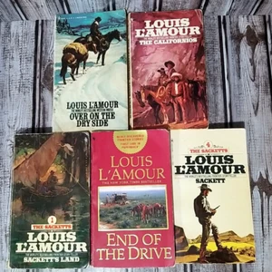 Lot of 5 Louis L'Amour PB Books Californios Sackett Over on Dry Side Ships Fast! - Imagen 1 de 16