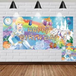 Cinderella Princess Birthday Backdrop Baby Shower Banner Party Supplies 5x2.3ft