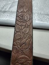 Vintage Western Brown Leather Belt with Embossed Roses  1.5" Wide X 34 Long