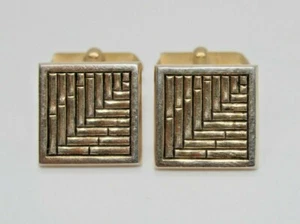 Vintage Swank Cuff Links Goldtone Geometric Design - Bild 1 von 2