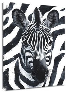 Wild Animal Zebra Black and White Abstract Wall Art for Bathroom Living Room - Picture 1 of 15