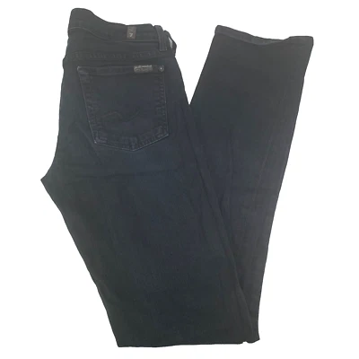 7 For All Mankind Womens Jeans Black W30 L33 Straight Low Rise Stretch Cotton - Image 1 of 4