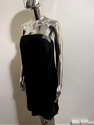 Halston Hertiage без бретелек черный слоистый платье длиной до колена с ЯРЛЫКАМИ SZ 12 RRP $445 - Изображение 1 из 4