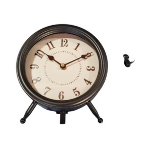 Reloj de mesa estilo vintage de metal negro con números romanos - Imagen 1 de 4