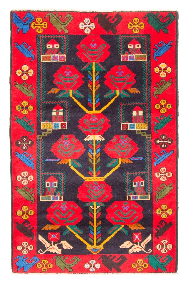 Alfombra oriental tradicional vintage anudada a mano de 2'10" x 4'7" alfombra de lana Foto 1 de 4