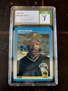 1987 Fleer Barry Bonds RC CSG 7 Near Mint - Picture 1 of 2