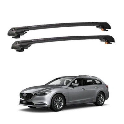 Roof Racks for Mazda 6 Wagon Atenza (2013-2022) Lockable Cross Bars 2 pcs Black Foto 1 de 4