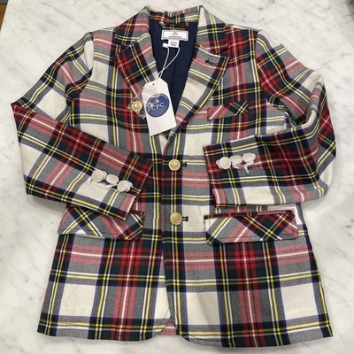 Blazer de lana para niños talla 4/5 Sloan Stewart tartán nuevo con etiquetas CPC Classic Prep Foto 1 de 4