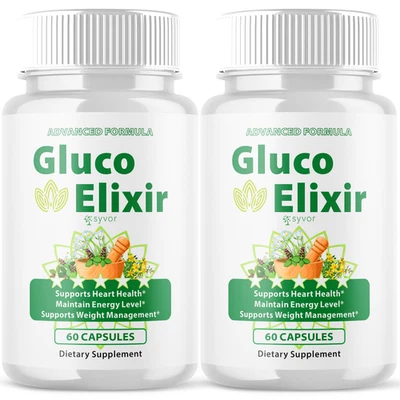 (2 Pack) Gluco Elixir Blood Advanced Support Glycogen Supplement 120 Capsules - Image 1 of 4