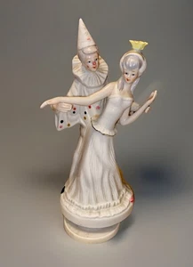 Porcelain Musical Dancing Clown & Princess Figurine Music Box-Send in The Clowns - Picture 1 of 5