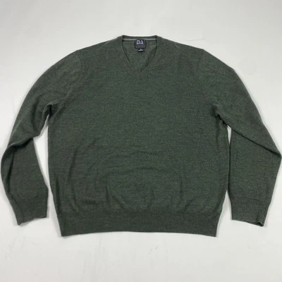 Suéter Jos A Bank Para Hombres 2XL Verde Viajero Lana Merino Cuello en V Pullover Tejido Foto 1 de 4