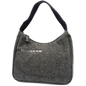 PRADA Bolso de Hombro Cartera Lana Negro Gris Auténtico - Imagen 1 de 24