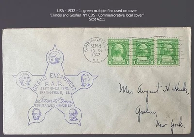 USA - 1932 - 1c Green multiple on cover - Scott A211 - Image 1 of 2