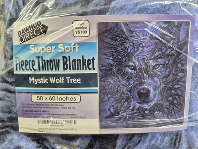 Dawhud Direct Thunder Wolf Super Soft  50x60 Fleece Throw Blanket NIP Christmas  - Image 1 of 4