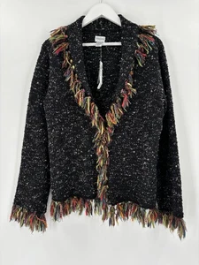 Nuevo con etiquetas Cárdigan Chicos Sprinkle para Mujer XL Negro Flecos Mezcla de Lana Gancho Cierre Tejido - Imagen 1 de 19