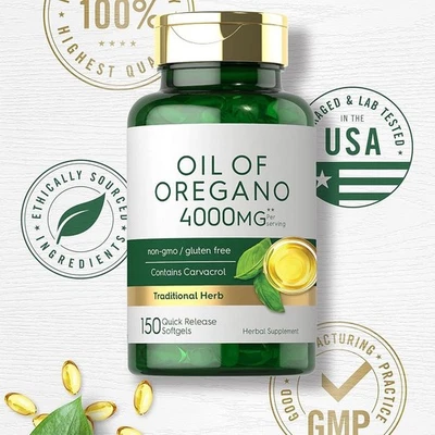 Cápsulas blandas de aceite de orégano 4000 mg 150 unidades apoyo inmunológico natural 90 % carvacrol  Foto 1 de 4